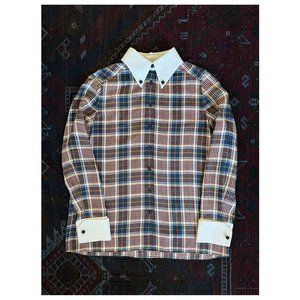 Tory Burch "Garrett" Milano Tartan Plaid Collared Button-Down Shirt | Size 4